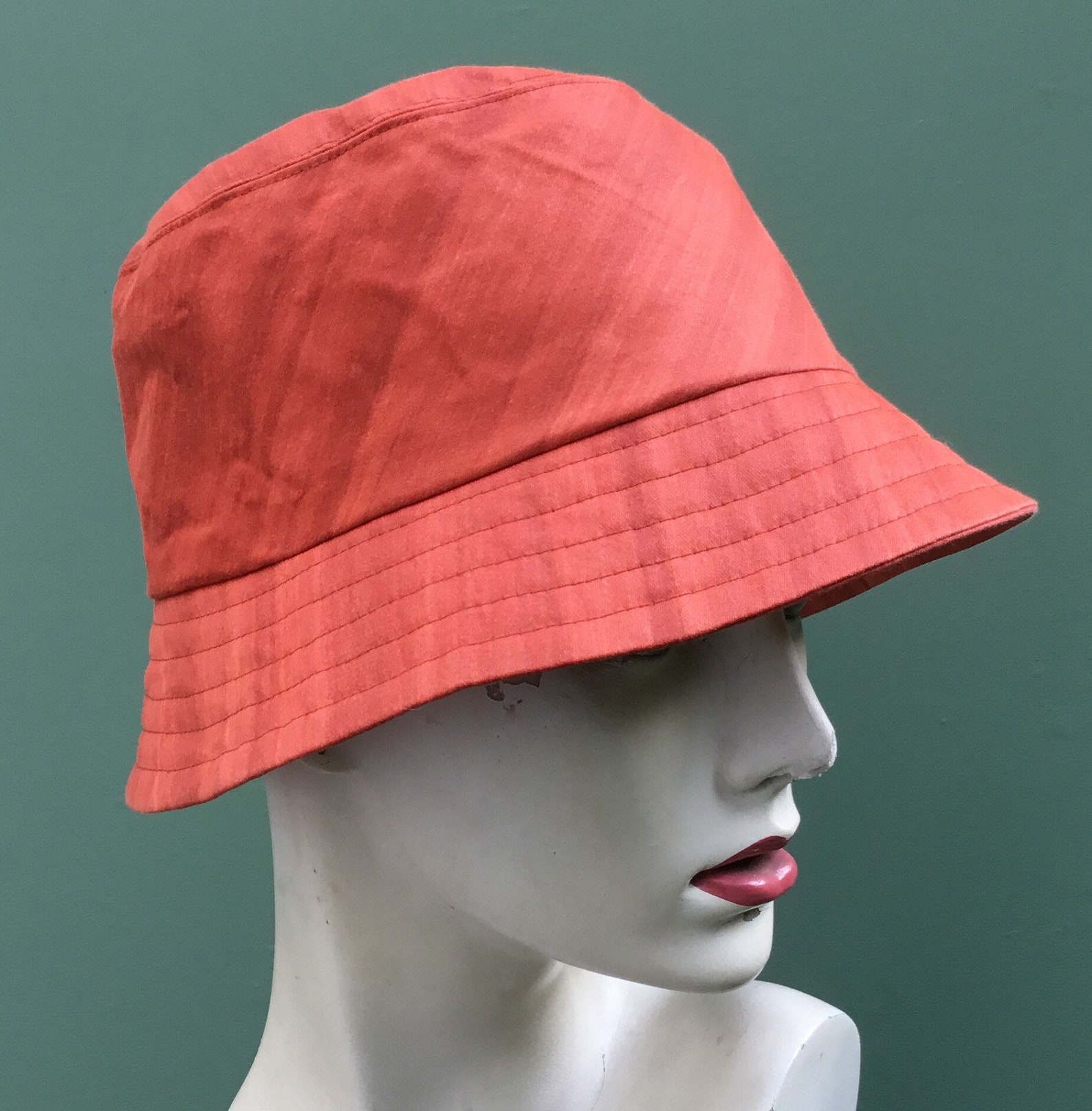 Orange Cotton Summer Bucket Hat Reversible Bucket Hat Etsy
