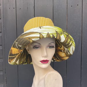 Reversible Mustard Yellow Sun Hat: Wide Brim Recycled Cotton