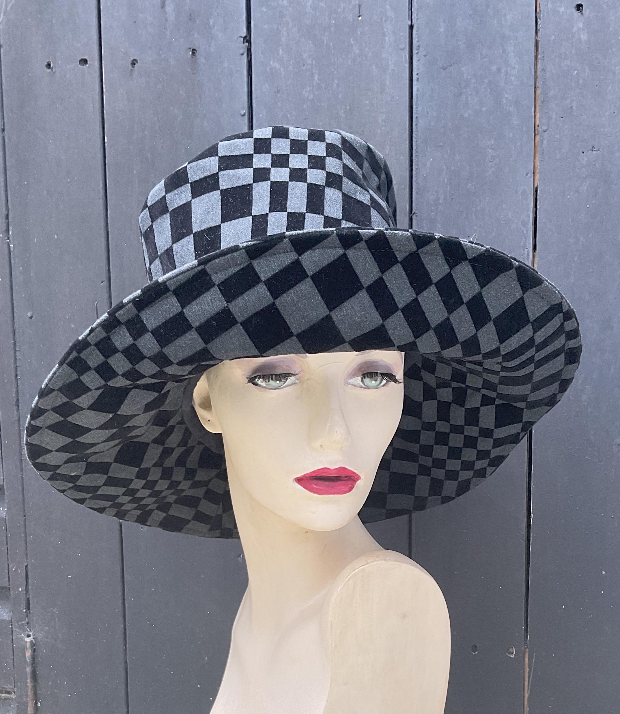 Designer Hat Shabby Chic Stovepipe Upcycled feedsack Top Hat Magnolia Style ? We main image 2