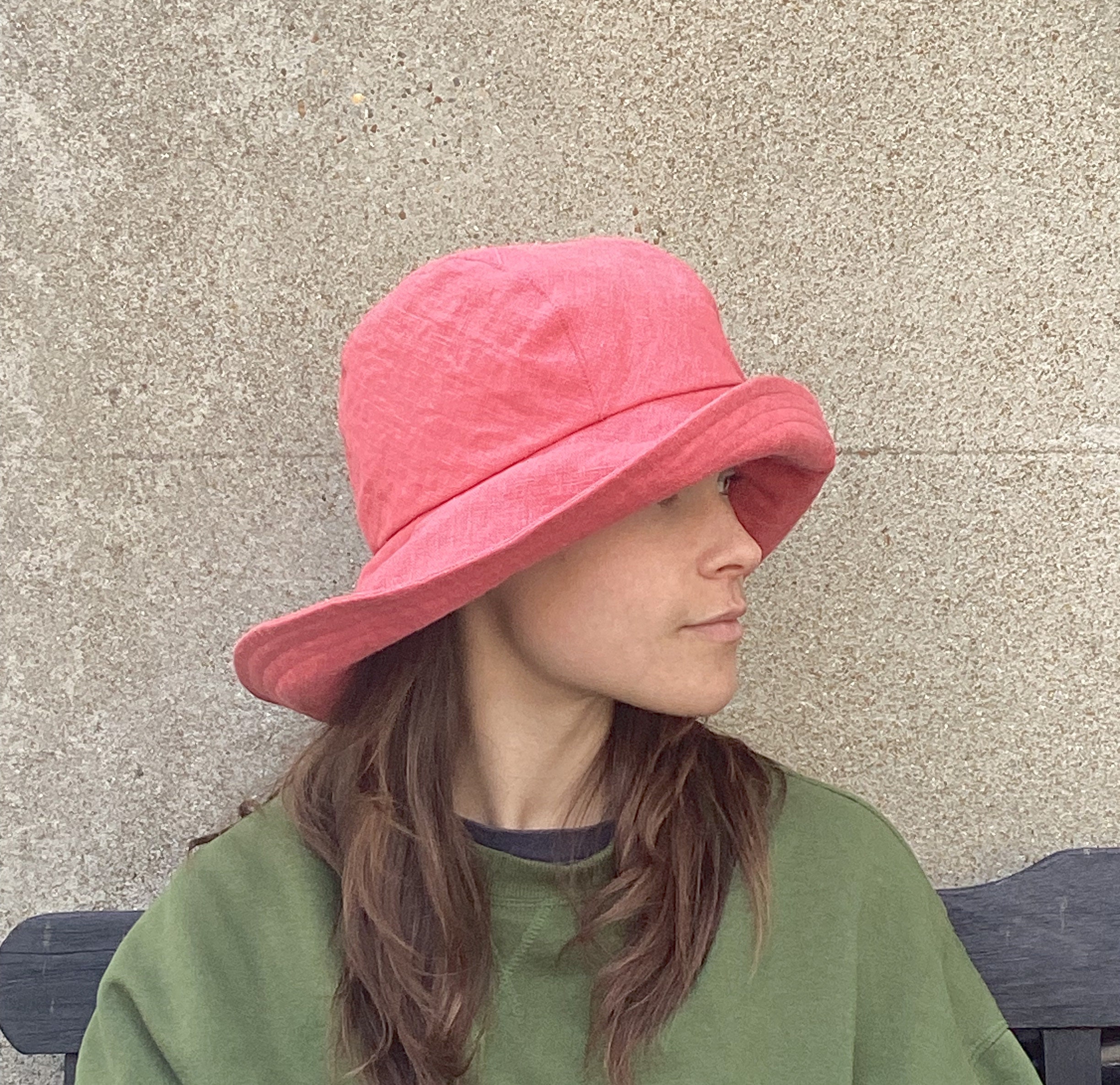 Pink Linen Wide Brim Sun Hat: Reversible Floral Souwester - Etsy