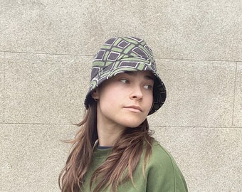 Unique Handmade Green Abstract Bucket Hat | Eco-Friendly Fabric, summer bucket hat, festival hat