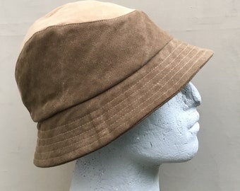 Brown denim bucket hat made from recycled jeans