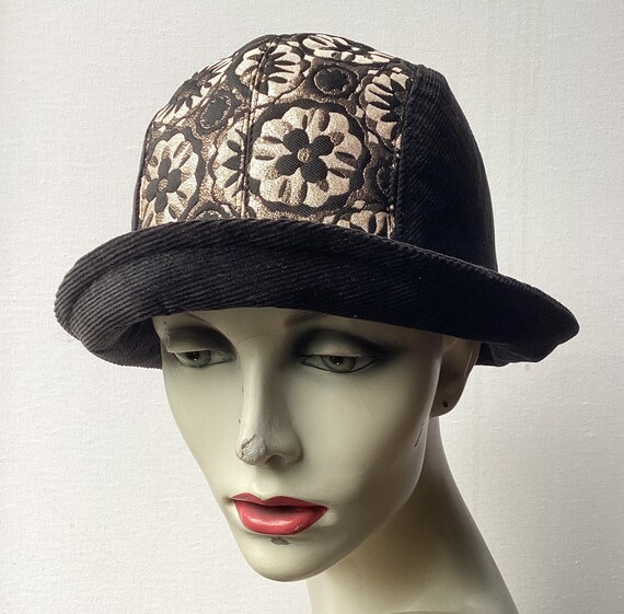 Black and Gold Cloche Hat Recycled Fabric Hat 1920s Hat Etsy