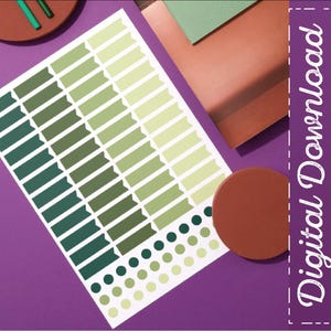Green Printable Stickers | Planner & Journal Stickers | Scrapbooking | Digital Stickers | Bullet Journal | Label Stickers |Printable Clipart