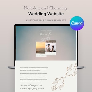 Nostalgic and Charming Wedding Website Fully Customizable Canva Template, Online Wedding Invitation, Minimalist Wedding Invitation