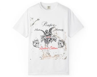Camiseta gráfica Vintage Angels: Camiseta unisex de algodón teñida en prenda