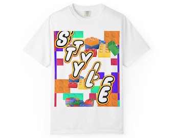Speels design-T-shirt: kledingstukgeverfd Amerikaans katoenen uniseks T-shirt