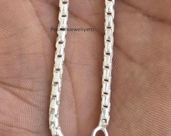 Solid 925 Sterling Silver Box Chain Necklace, Unisex Antique Finish Handmade Jewelry