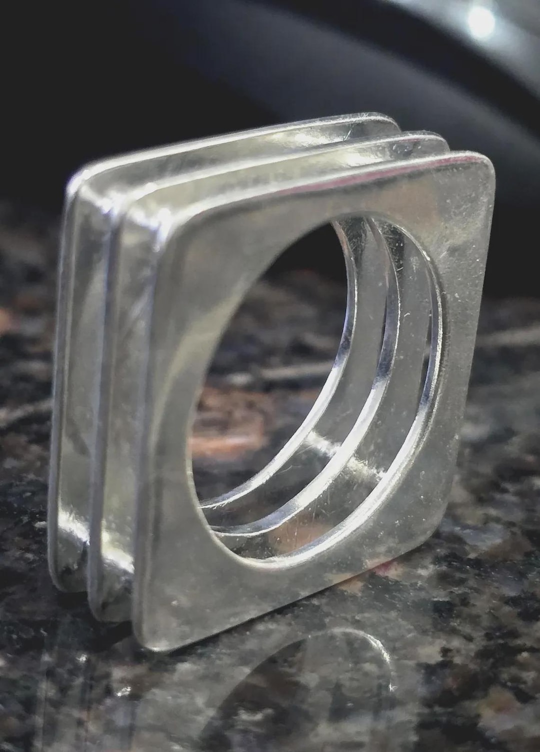 Square Ring Bottom Square Chunky Dome Sterling Silver Ring, Stackable Band - Etsy