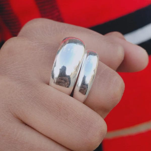 Ensemble de bagues dôme en argent sterling, design moderne