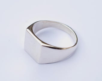 Anello con sigillo in argento sterling 925, anello con sigillo quadrato, anello con sigillo in argento da uomo, anello con sigillo unisex, anello con sigillo in argento massiccio