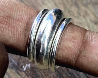 Set di anelli a cupola in argento sterling, fascia larga, gioielli fatti a mano