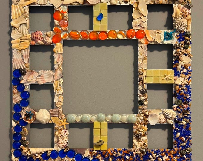 Seashell Mosaic Collage Frame - 16x16
