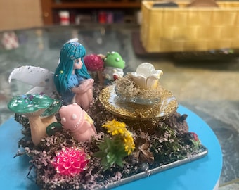 Fairy Garden Diorama: Repurposed Coaster, Home Decor