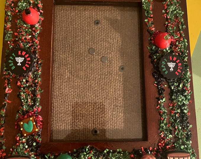 Kwanza Inspired Picture Frame, Crushed Glass & Resin Adorned