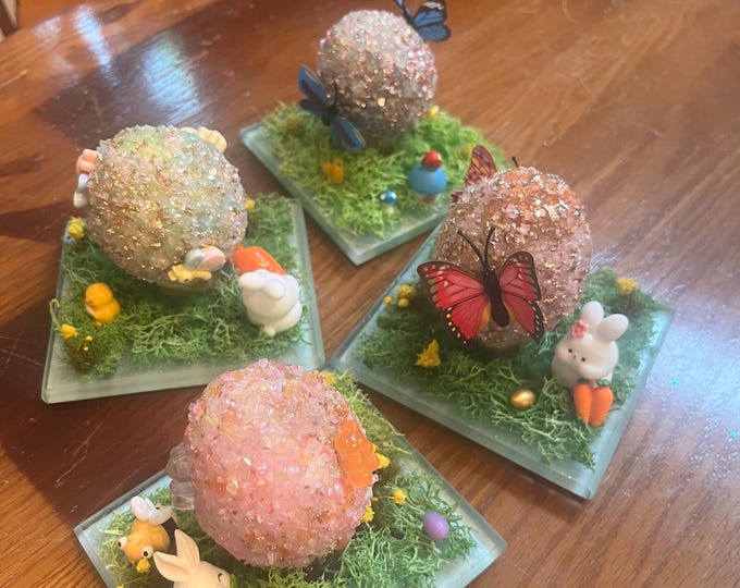 Glitter Easter Egg Diorama: Repurposed Coaster, Spring Decor