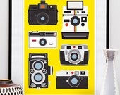 Polaroid poster print, Vintage camera art  Rolleiflex, Holga Retro Print Poster wall decor Nursery art -  50 x 70 cm