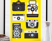 Polaroid poster print, Vintage camera art  Rolleiflex, Holga Retro Print Poster wall decor Nursery art -  50 x 70 cm