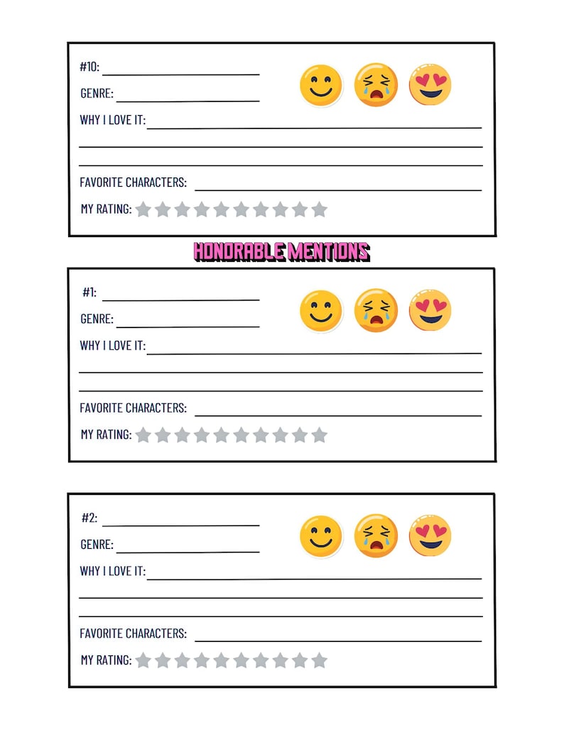 Printable Anime Review Template I Anime Rating Sheet I Otaku Journal