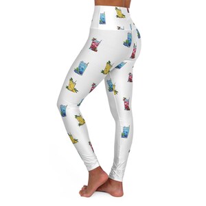 Vibrant High Waisted Yoga Leggings, Colorful Activewear, Floral Leggings, Gym Clothing, Perfect for Yoga, Fitness, Summer Outfits