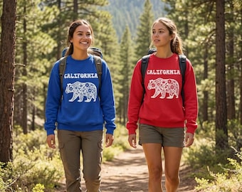 Floral Bear California Sweatshirt | Royal Blue Crewneck