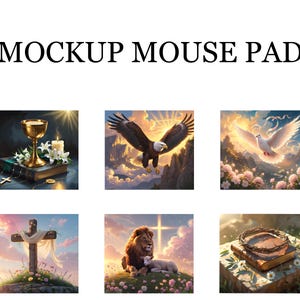 Christian Mouse Pad Bundle – 6 Religious Digital Designs with Bible and Faith Art for Desk Decor and Inspiration