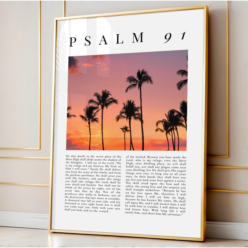Psalm 91 Wall Art Printable | Full Chapter Bible Verse Poster | Modern ...