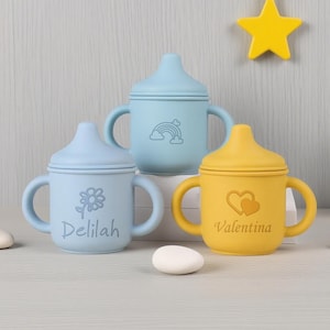 Custom Silicone Cup, Baby Silicone Sippy Cup, Personalized Silicone Sippy Cup, Engraved Name Sippy Cup, Toddler Cup, Baby Gift, Baby Tumbler