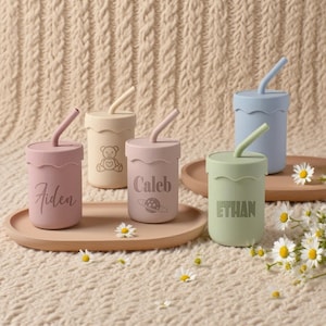 Custom Silicone Cup, Baby Silicone Sippy Cup, Personalized Silicone Sippy Cup, Engraved Name Sippy Cup, Toddler Cup, Baby Gift, Baby Tumbler