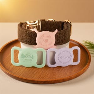 Personalized AirTag Collar Case for Pets, Silent Silicone Dog Tag Holder, Custom Name Tag for Cats and Dogs, Engraved Tracker Cover