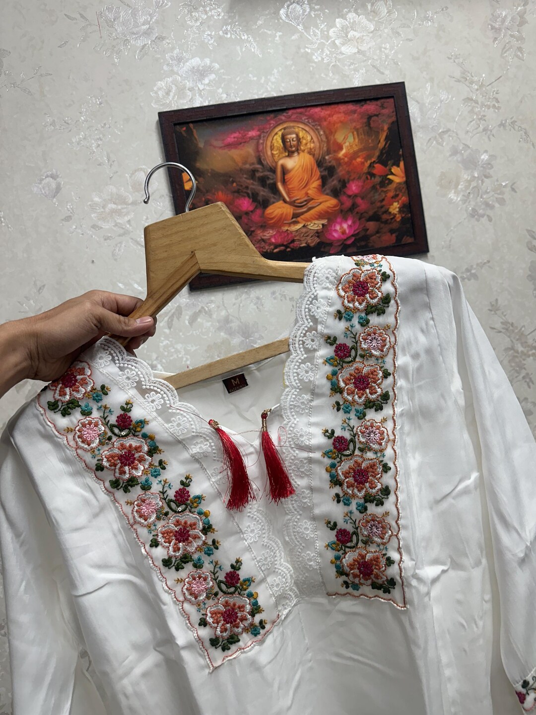 ✨チカンカリ刺繍パンツ✨インド 民族衣装 Lサイズ 手刺繍 パラッツォ