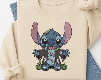 Halloween Zombie Stitch Embroidery Design, Spooky Machine Embroidery File