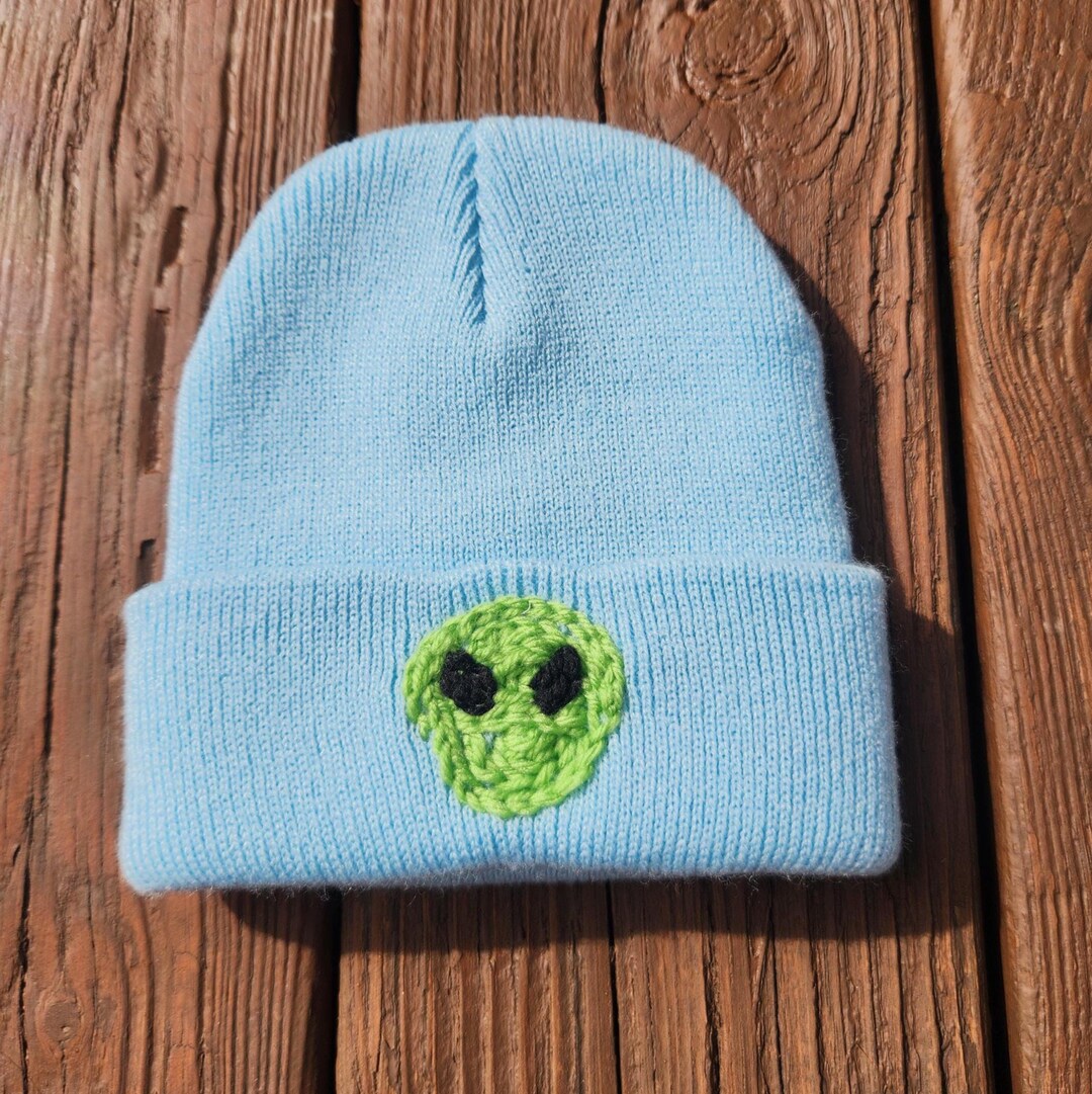 Kids Blue With Green Alien Beanie - Etsy