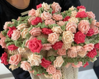 バラの花束ブランケットの編み図、ショールテーブルクロスアート