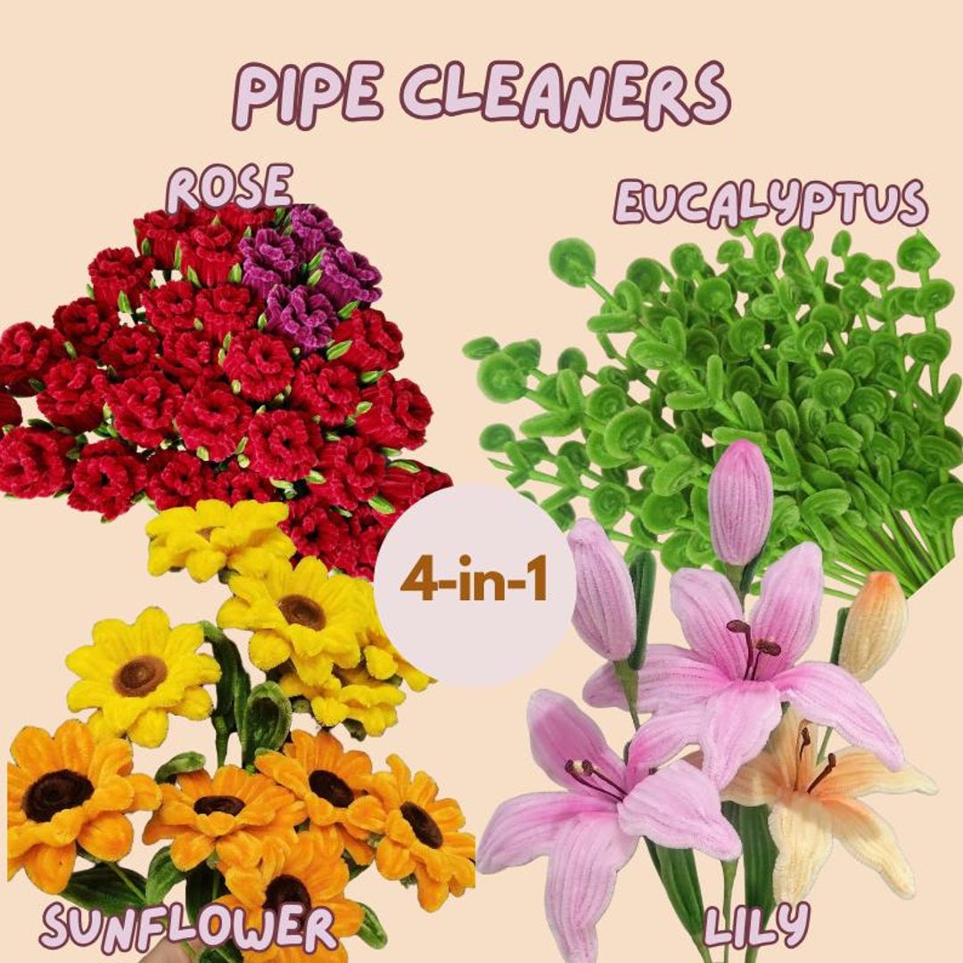 Pipe Cleaner Flower 4in1 Bestselling Tutorial|chenille Stems|floral ...