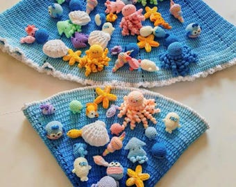 海の花束ブランケットかぎ針編みパターン｜海のカタツムリ、貝殻