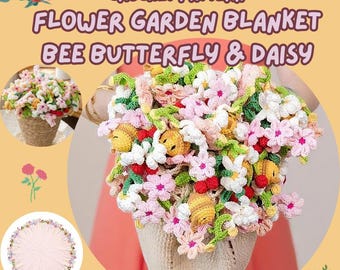バラの花束ブランケットの編み図、ショールテーブルクロスアート