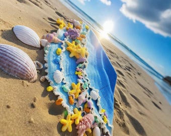 海の花束ブランケットかぎ針編みパターン｜海のカタツムリ、貝殻