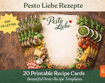 Le mie ricette e il mio amore per il pesto: 20 schede di ricette stampabili | Download PDF | Modelli per la preparazione dei pasti di Kitchen Love