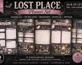 Agenda Lost Place stampabile | Agenda giornaliera e note gotiche | Download PDF | Lista delle cose da fare | Pagine per bullet journal | Set agenda spettrale