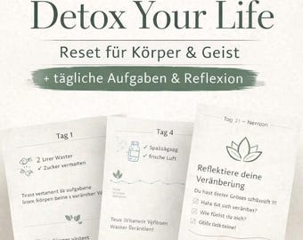 Programma di disintossicazione di 21 giorni per corpo e mente: un reset quotidiano | Sfida di cura di sé con attività giornaliere | Mindfulness per avere più energia (PDF)