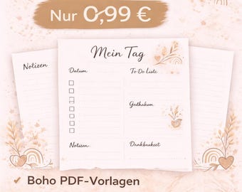 Pagine per appunti in stile boho in PDF – Scarica e stampa subito | Diario e pianificazione