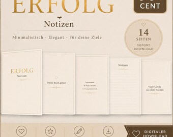 Appunti di successo in PDF | Quaderno minimalista stampabile | Diario in PDF | Pagine per appunti digitali | Download immediato | Formato US Letter