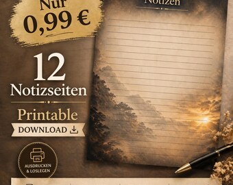 Fogli per quaderno stampabili, €0,99, 12 pagine, formato US Letter a righe, minimalista, perfetti per il tuo diario, download digitale.