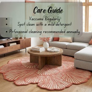 Irregular Floral Area Rug, Coral Pink Handmade Tufted Rug, Organic Shape Modern Boho Rug for Living Room Bedroom image 15