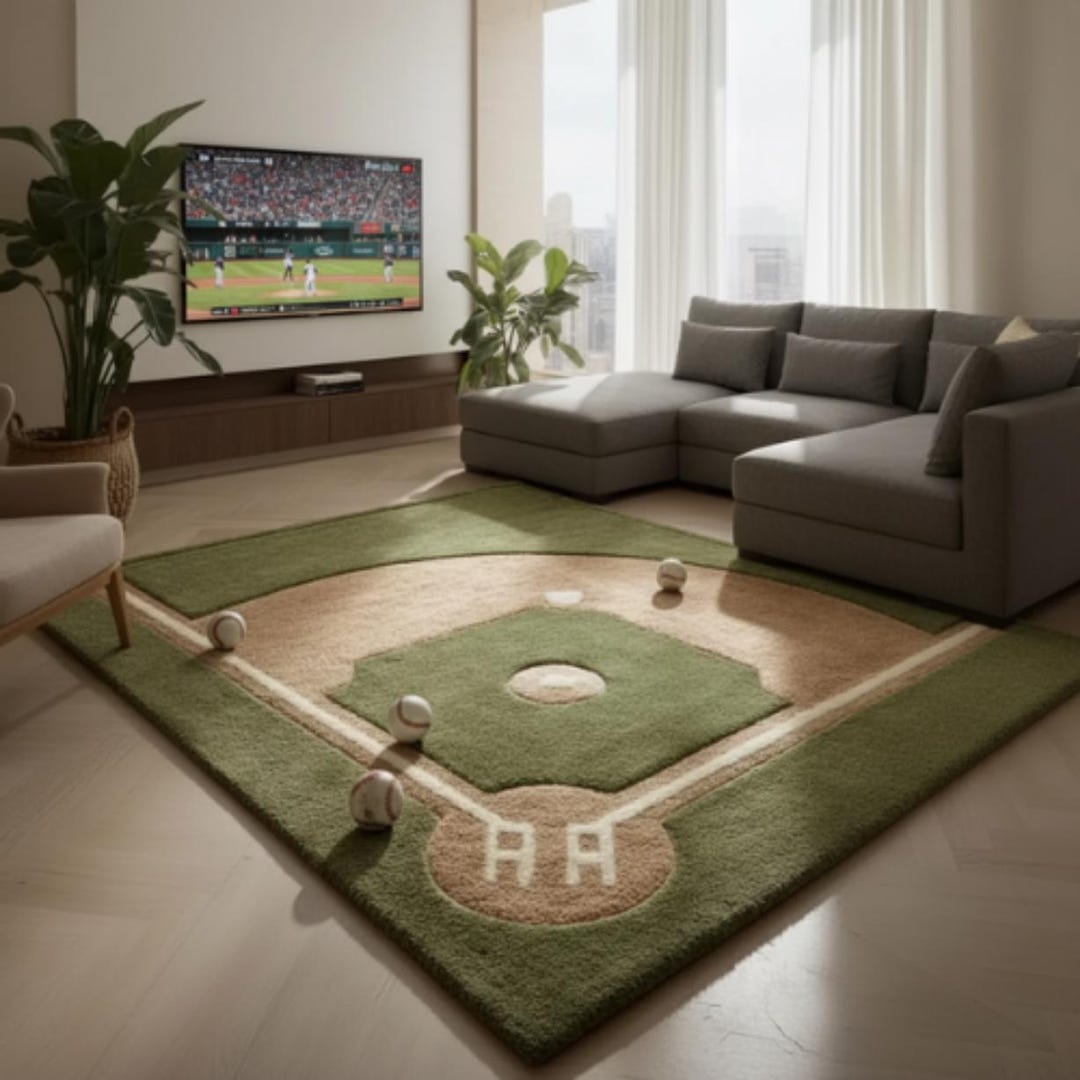 Hand Tufted Baseball Diamond Rug for Boys Room | Sports Area Rug | Kids ...