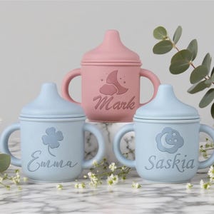 Personalized Silicone Sippy Cup, Custom Silicone Cup, Baby Silicone Sippy Cup, Baby Tumbler, Engraved Name Sippy Cup, Toddler Cup, Baby Gift