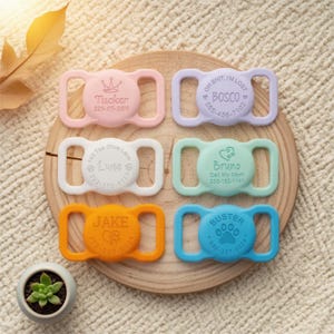 Pet Apple Air Tag Holder for Dog Collar Personalized Engraved Airtag Case Silicone Pet Collar Holder AirTag Dog Collar Cover Dog Tag Collar