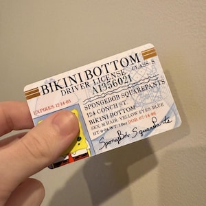 Sponge Parody Boating License Card | TV Show Gag Gift | Cartoon Driving License | Funny Fake ID for Him or Her