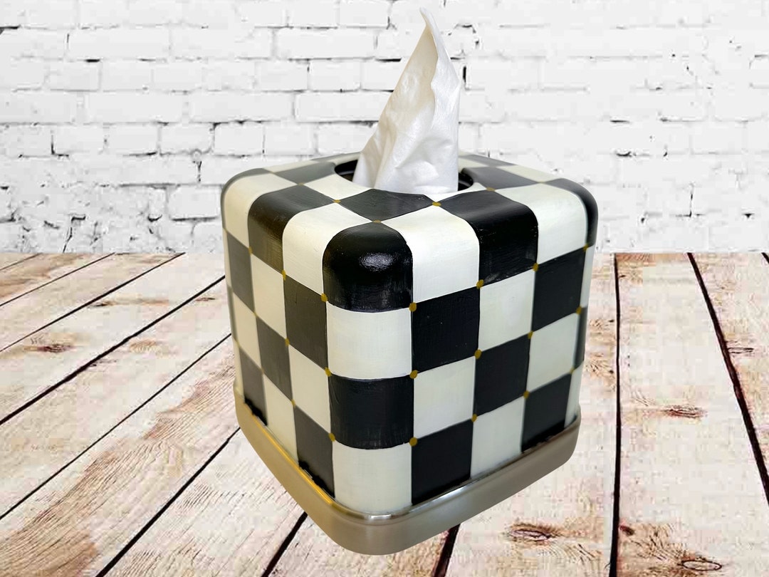 Decorative Tissue Holder Box Black & White Checks Polka Etsy